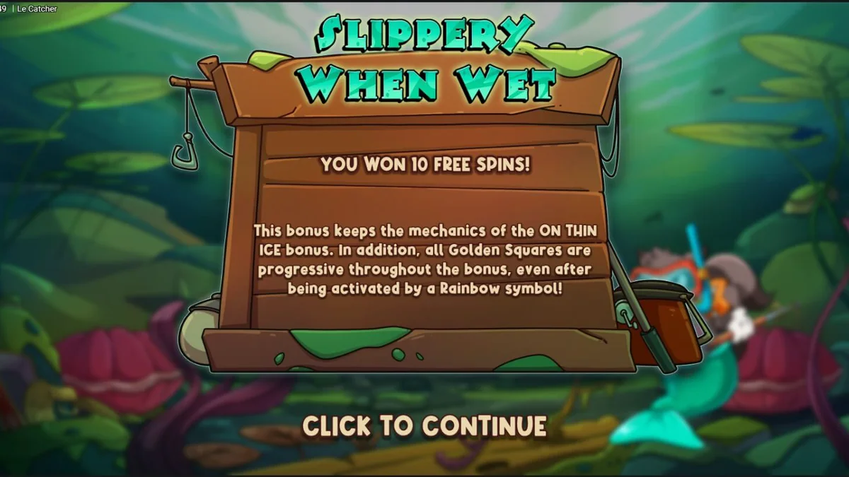 Tampilan visual slot Le Catcher dengan karakter rakun pemancing